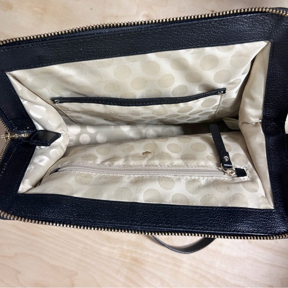 Kate Spade Auburn Place Cayton Satchel Bag Patent Cow Leather Cream and Black - Picture 7 of 15